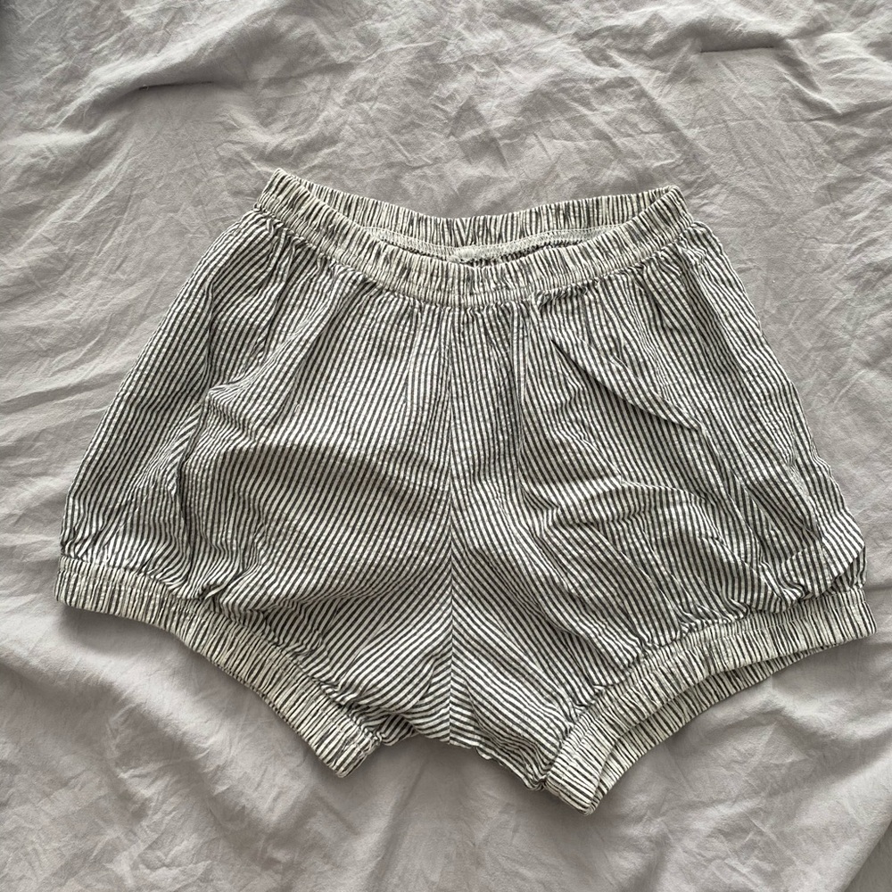 Navy and White striped shorts